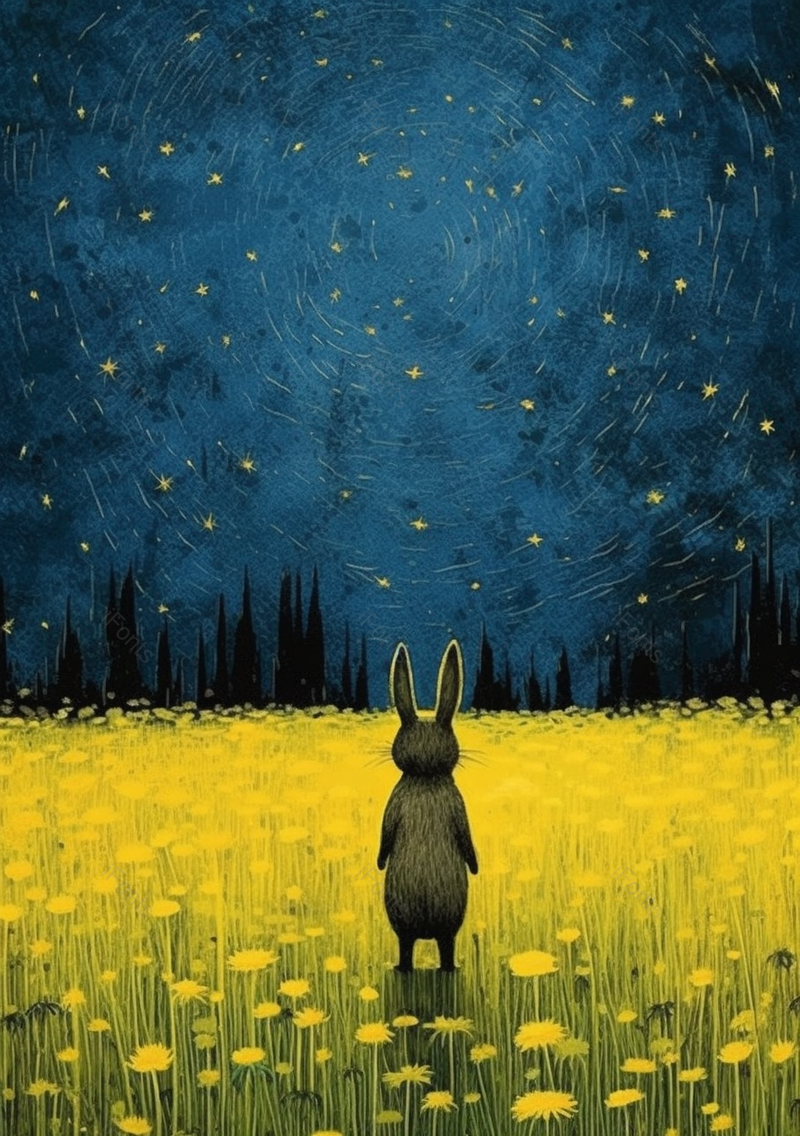 日式动物夜晚兔子节气芒种插画背景,插画/手绘图,插画/手绘图库,插画/手绘图下载,插画/手绘